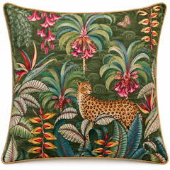 Emerald Safari Leopard Cushion Cover