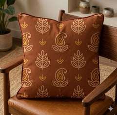 Leaf Motif Cushion Cover With Piping
