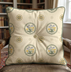 Vintage Bloom Cushion Cover With Piping
