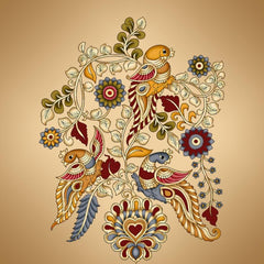 Kalamkari Peacock Garden Backdrop