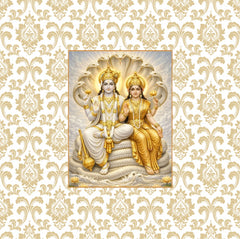 Divine Vishnu Lakshmi Damask Backdrop