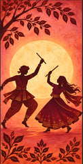 Moonlit Garba Silhouette Scroll