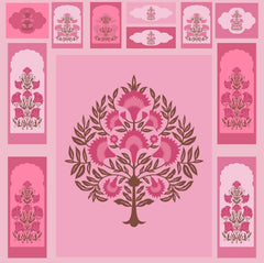 Pink Mughal Floral Panel Backdrop