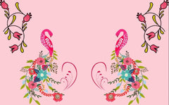 Floral Flamingo Garden Backdrop