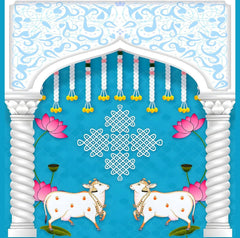 Sacred Kamadhenu Lotus Backdrop