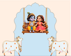 Divine Little Radha Krishna Swing (Jhula) Traditional Backdrop
