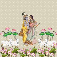 Divine Radha Krishna Pichwai Art Backdrop