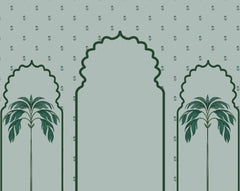 Minimalist Sage Green Palace Arch & Palm Tree Backdrop