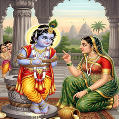 Divine Damodara Yashoda & Little Krishna Temple Arch Backdrop