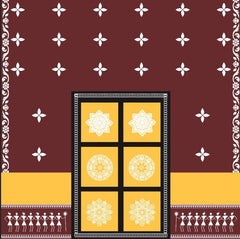 Traditional Terracotta Warli Tribal Folk Art Backdrop