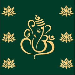 Emerald Green Golden Ganesha Backdrop