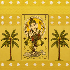 Divine Musical Ganesha & Sacred Palm Heritage Backdrop