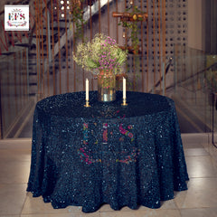 Blue velvet shimmer table cover