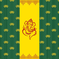 South Indian Backdrop: Texture of Ganesh and Lotus in Green background