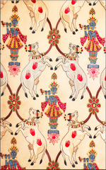 A Beautiful Lord Krishna Backdrop surrounded by Cows.