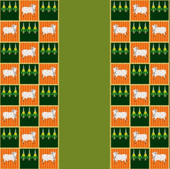 A backdrop of a Pichwai Cow Painting.