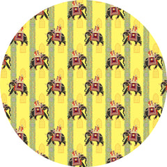 Overlay of an elephant with a yellow background.