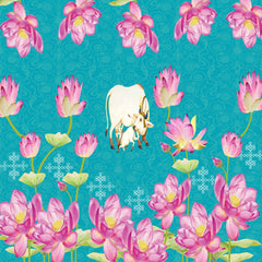 Pichwai Cow and Lotus Backdrop