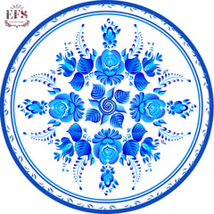 Blue pottery design table cover