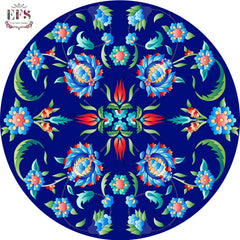 Blue pottery design table cover