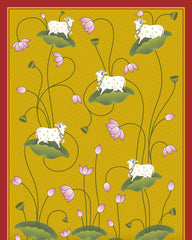 Pichwai Cow and Lotus Backdrop