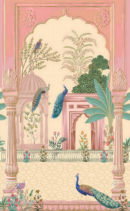 Peacock print event backdrop by Event Fabric Supplier
