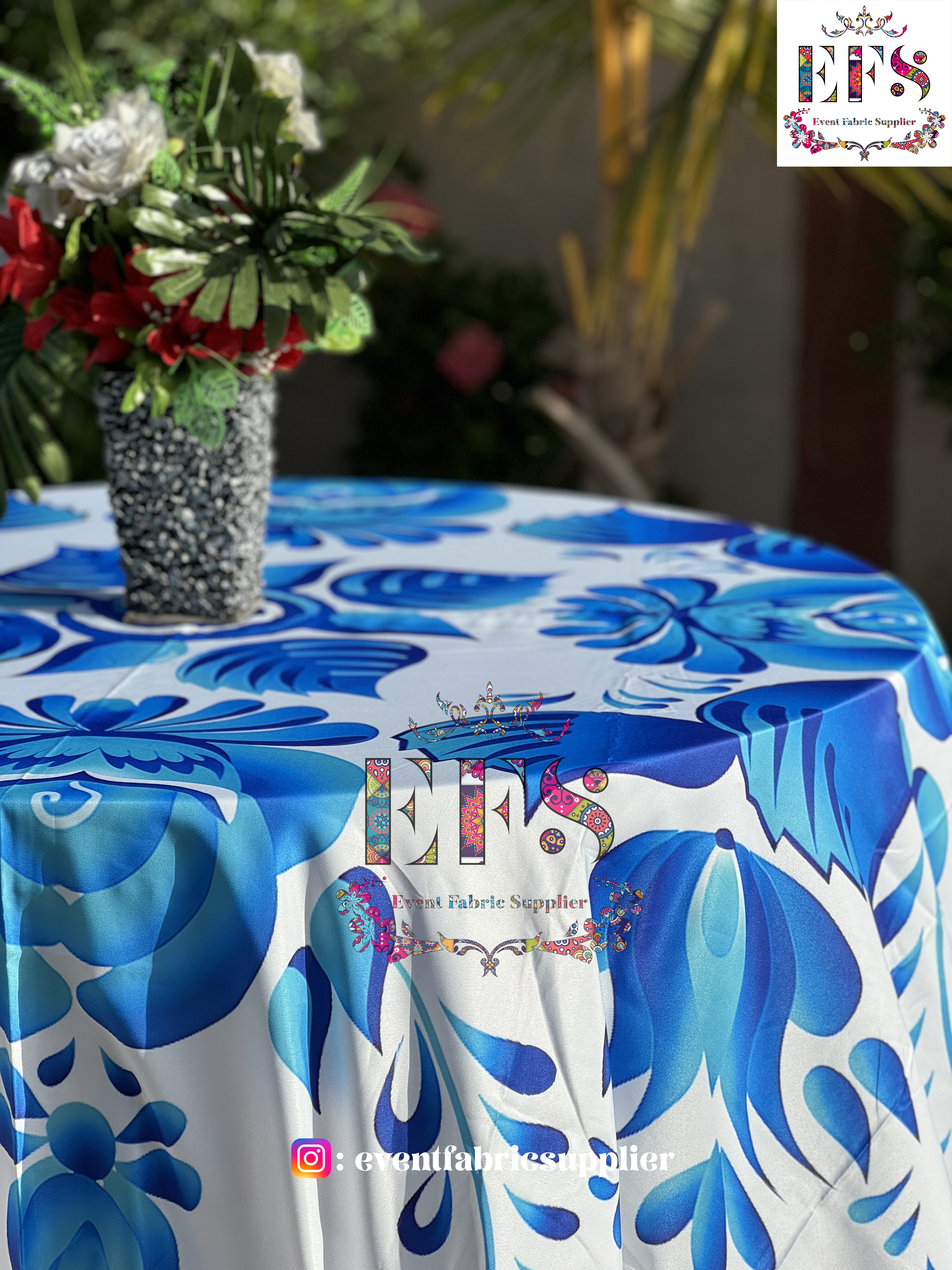 Blue Pottery Table Cover
