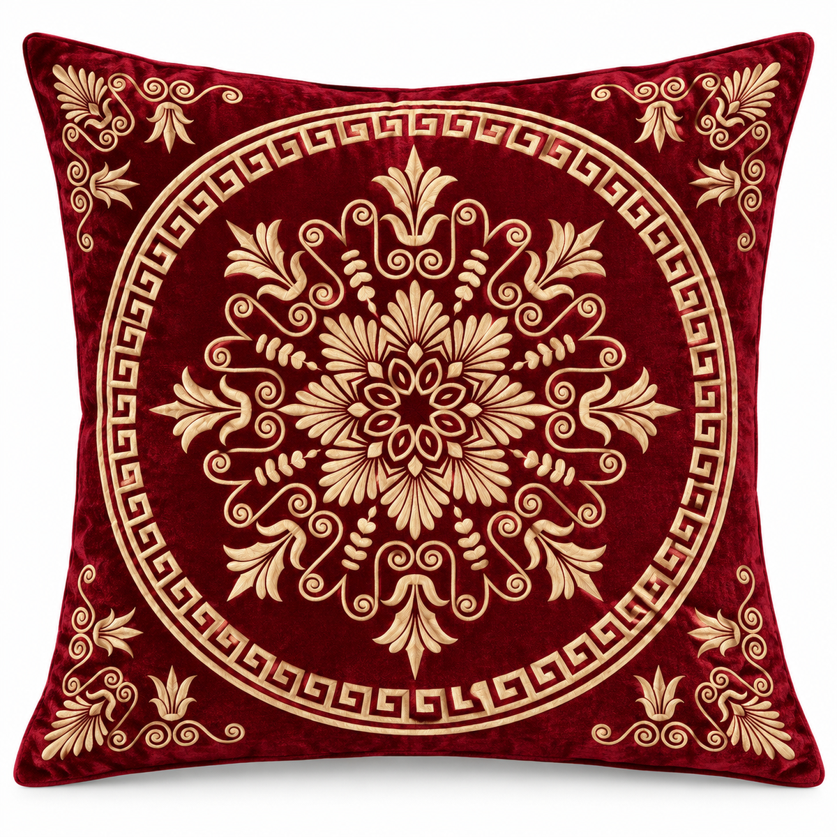Regal Maroon Medallion Cushion Cover