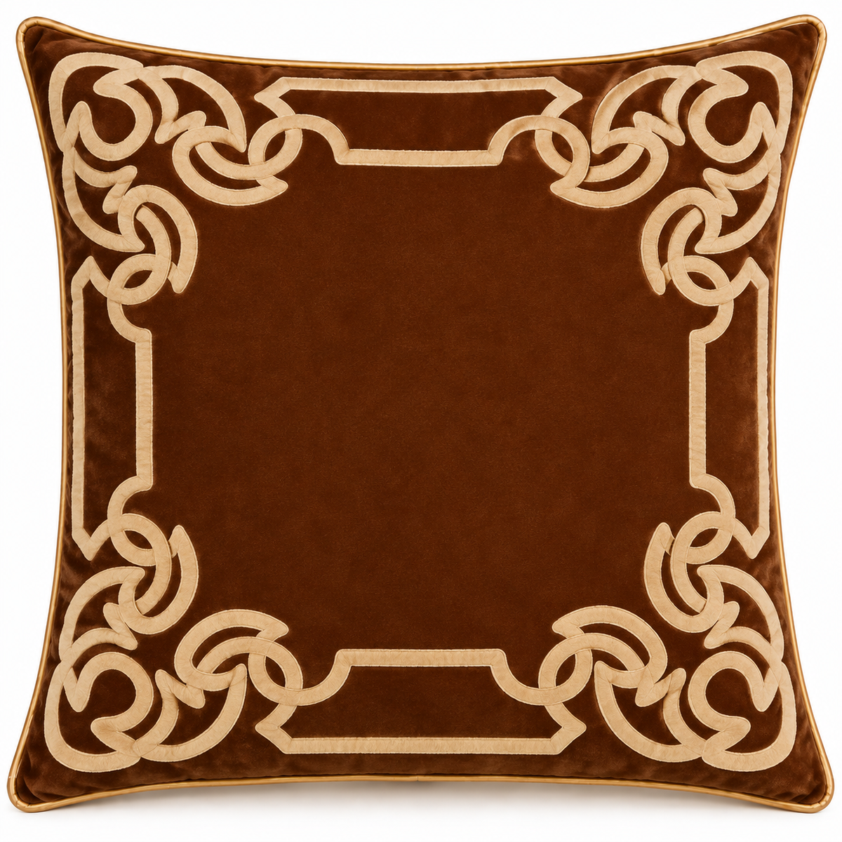Scrollwork Brown Cushion Cover