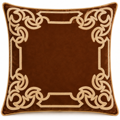 Scrollwork Brown Cushion Cover