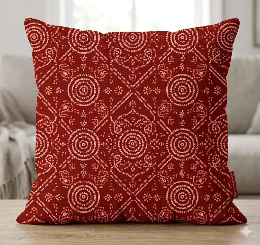 Scarlet Symmetry Cushion Cover