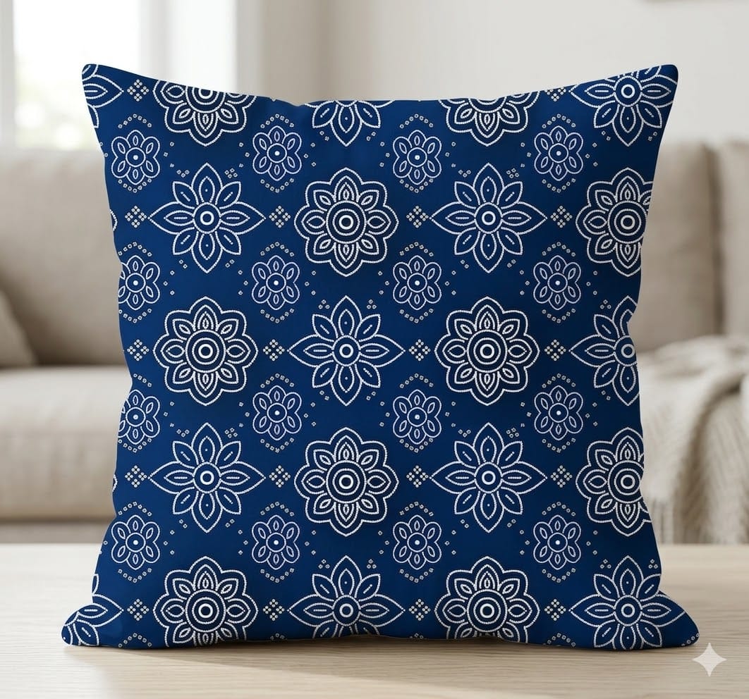 Indigo Floral Cushion Cover