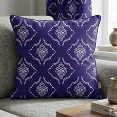 Indigo Trellis Cushion Cover With piping
