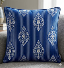 Sapphire Stripe Cushion Cover With Piping