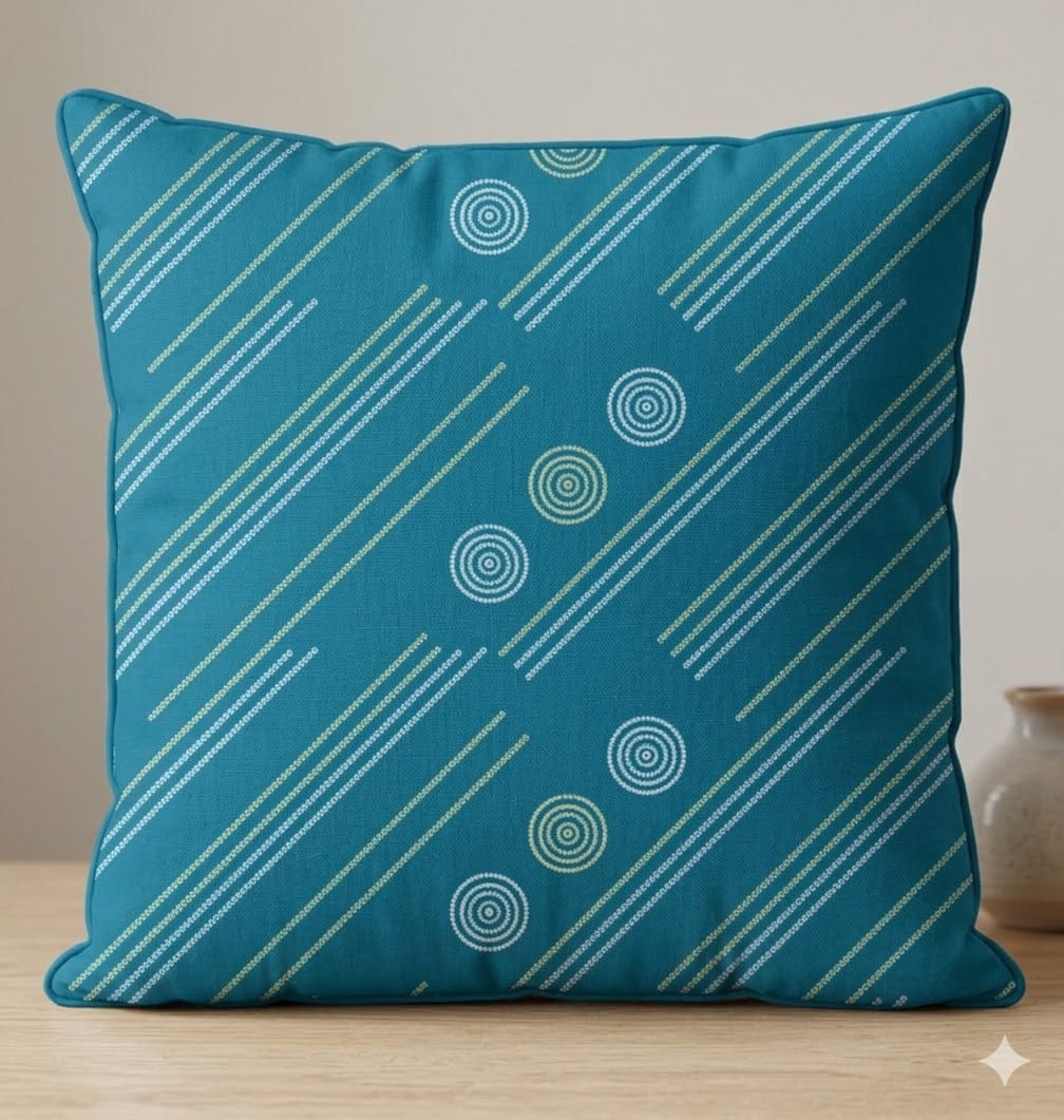 Aqua Stripe Cushion Cover With Piping