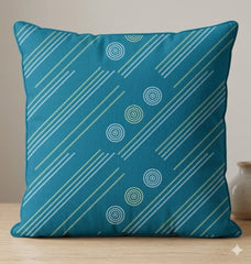 Aqua Stripe Cushion Cover With Piping