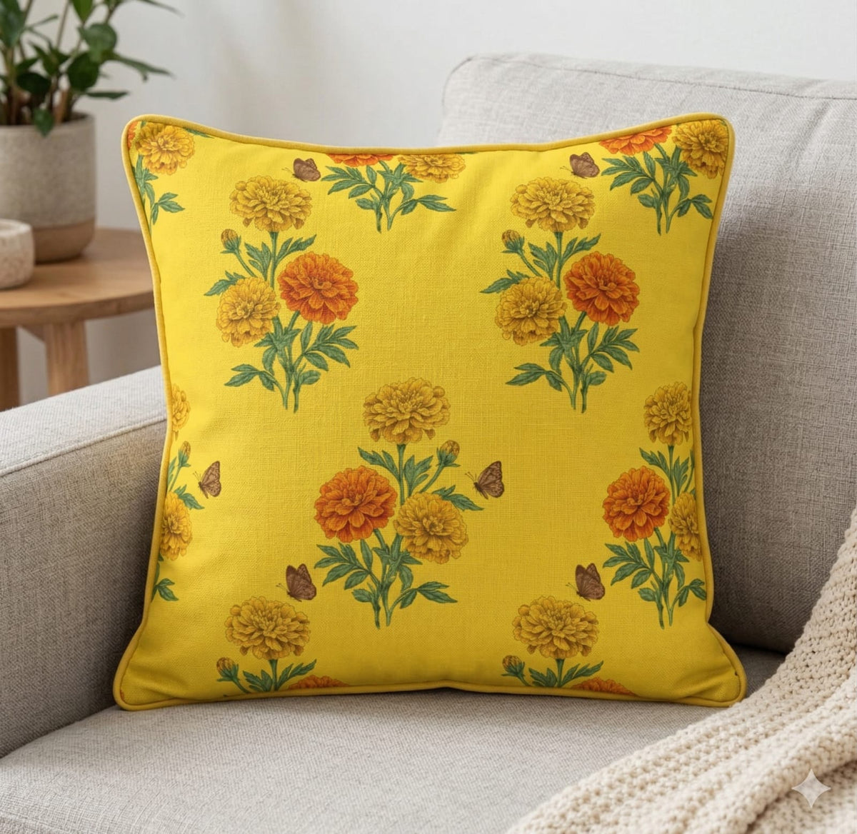 Golden Marigold Cushion Cover