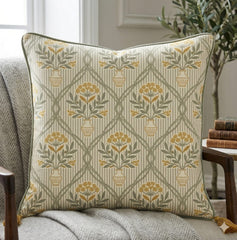 Ivory Garden Cushion Cover with Piping