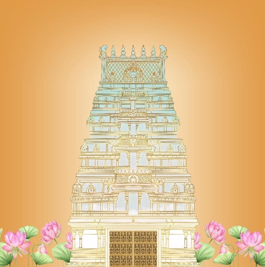 Lotus Gopuram Heritage Backdrop