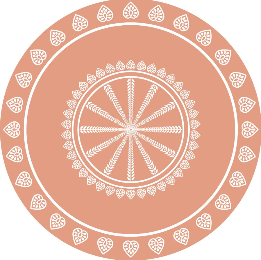 Peach Mandala Leaf Table Cover