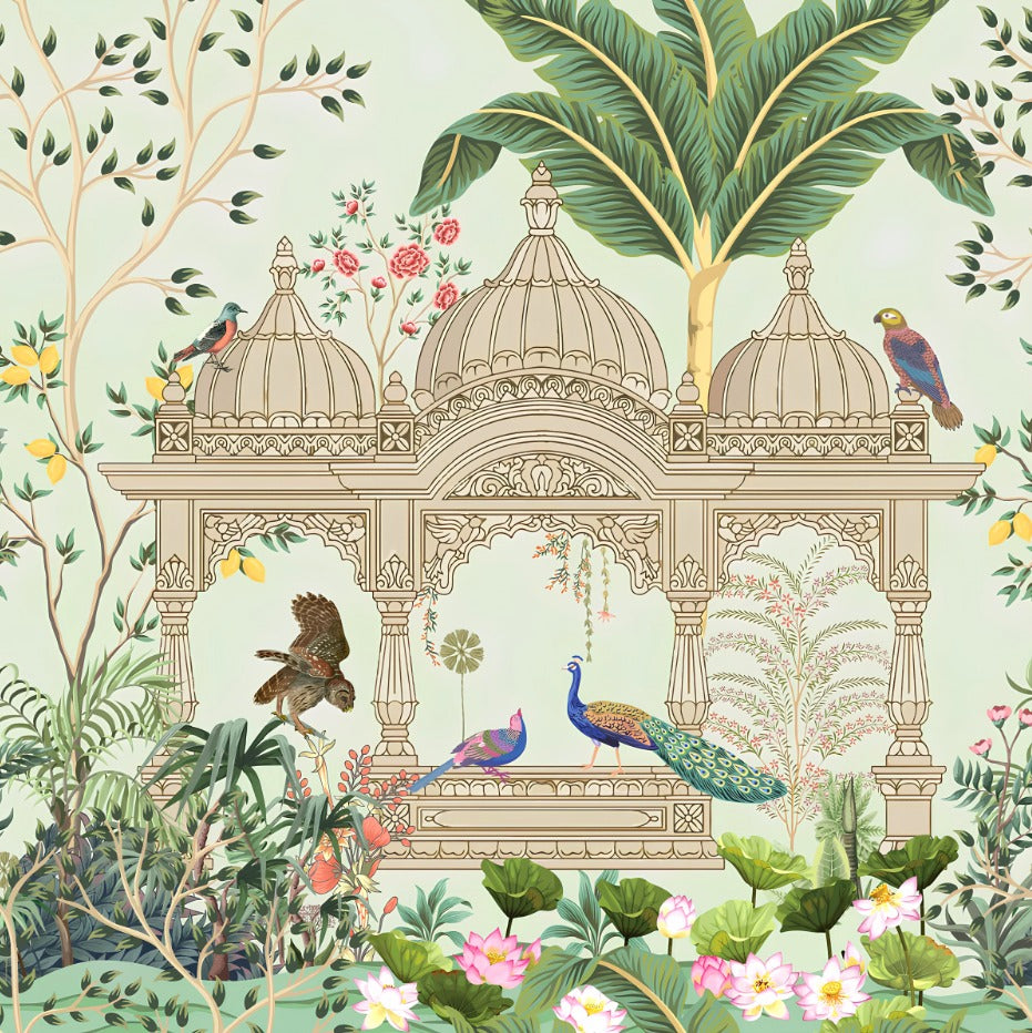Royal Peacock Garden Pavilion Backdrop