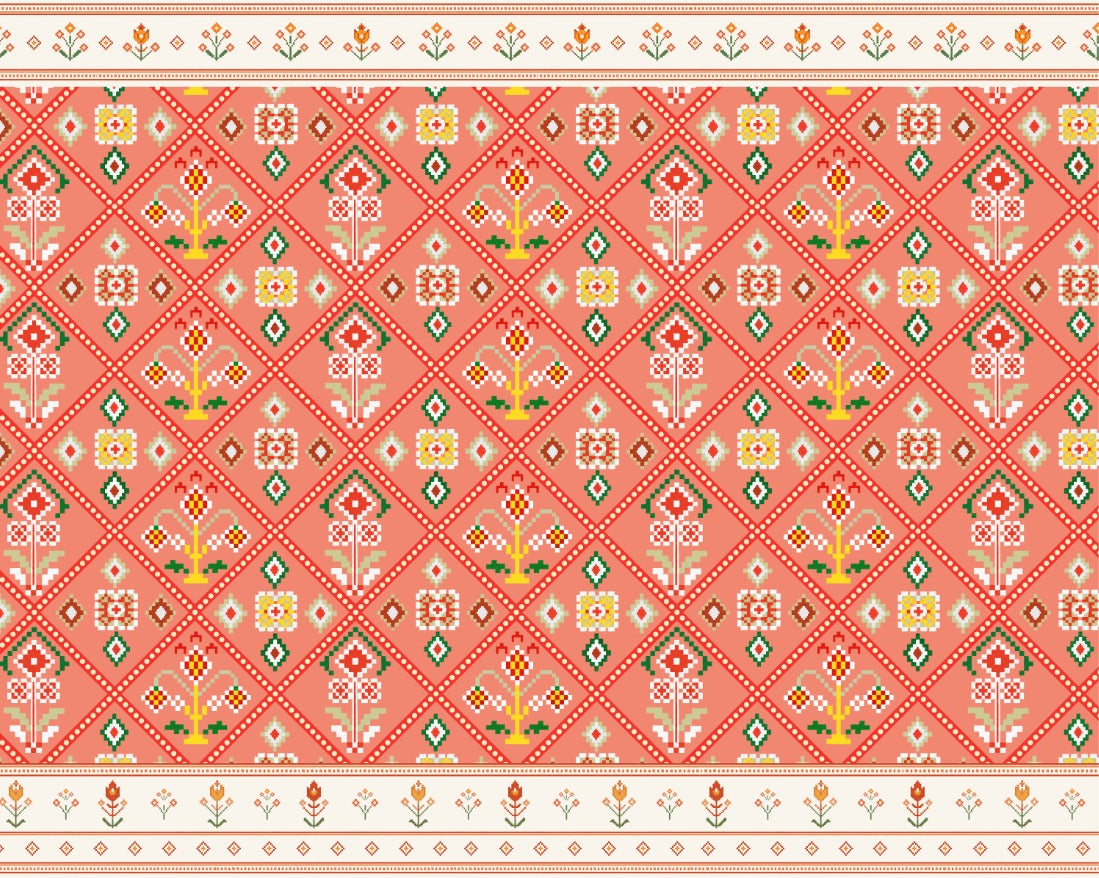 Coral Folk Garden Backdrop