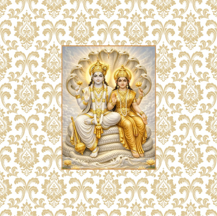 Divine Vishnu Lakshmi Damask Backdrop