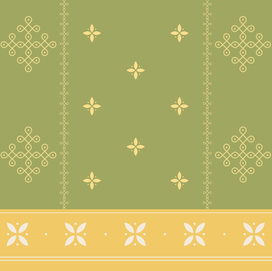 Olive Green Kolam Floral Backdrop