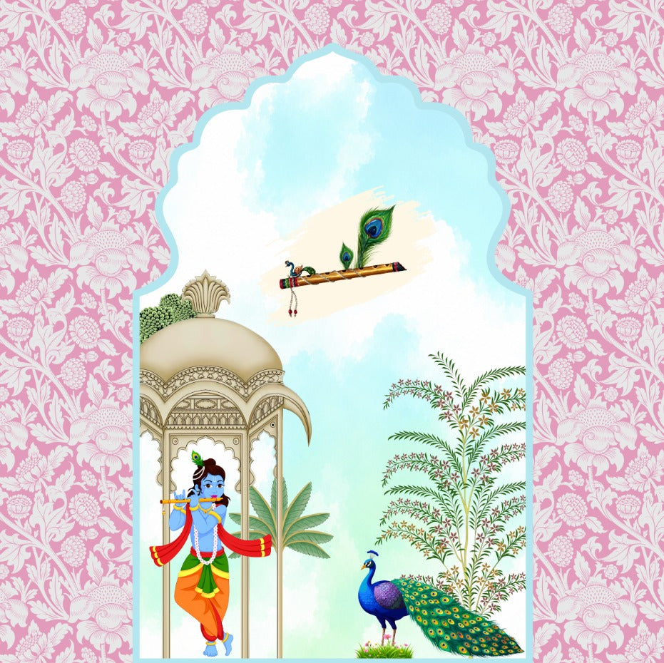 Krishna’s Vrindavan Serenity Backdrop