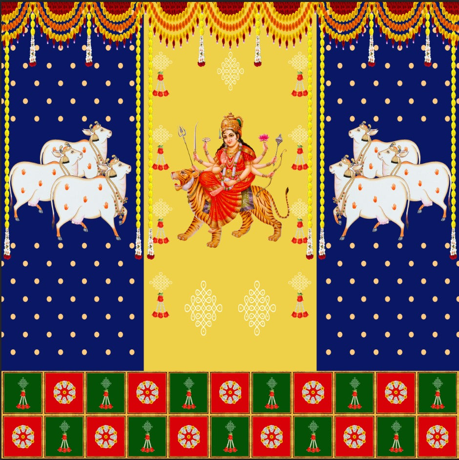 Maa Durga Gau Shakti Festive Backdrop
