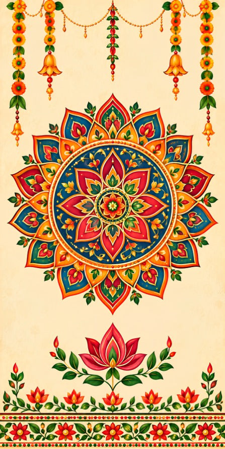 Royal Floral Mandala Lotus Scroll