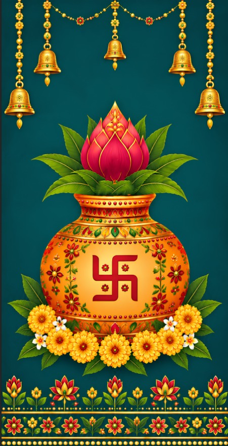 Shubh Kalash Lotus Shakti Scroll