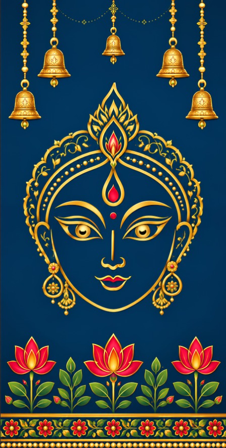 Maa Durga Divine Drishti Lotus Scroll