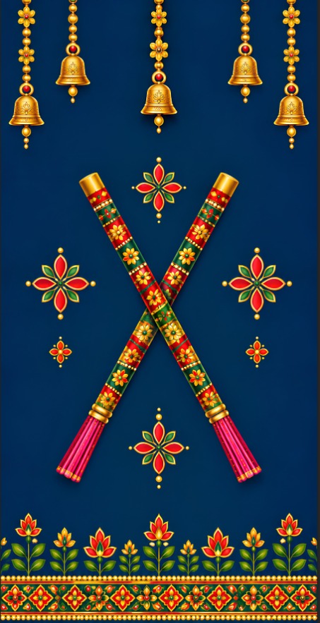 Royal Dandiya Sticks Navratri Scroll